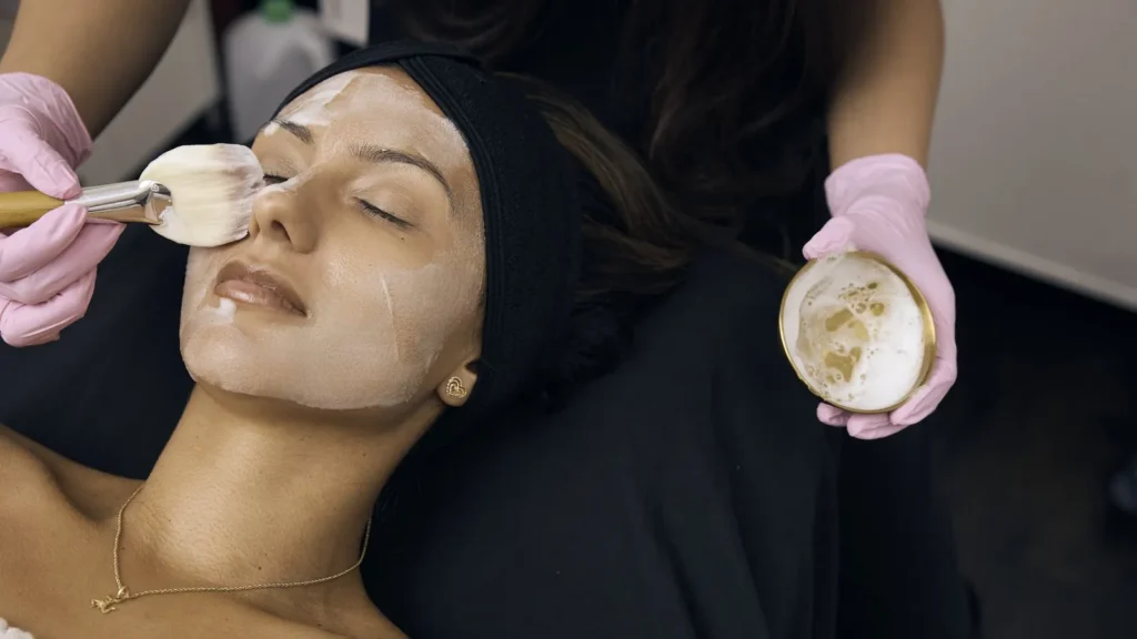 Esthetician applying a chemical peel at Spoiled Aesthetics in Las Vegas